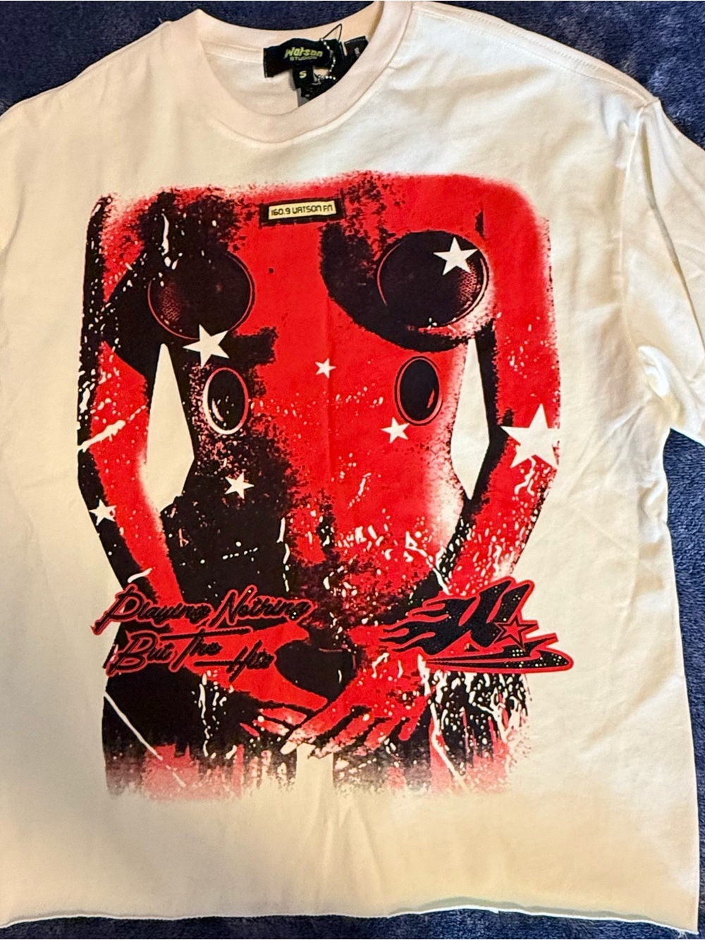 Watson Studios "Playing Nothing But The Hits" Cyberpunk Graphic Tee White Small